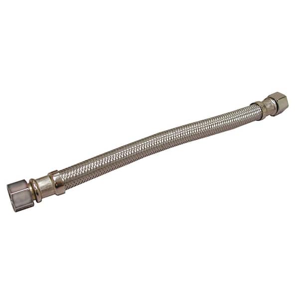 JONES STEPHENS 3/8 in. Flare x 3/8 in. Compression x 9 in. Length Flexible Braided Stainless Steel Texas Style Faucet Connector