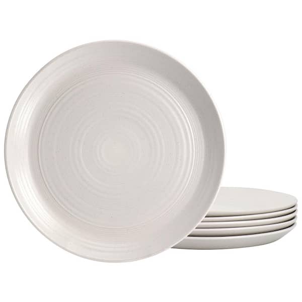 BEE & WILLOW Milbrook White Speckle 10 in. Round Stoneware Dinner Plate (Set of 4)