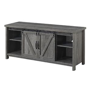 Blake 52 in. W Weathered Gray Particle Board TV Stand with Barn Doors fits up to a 55 in. TV