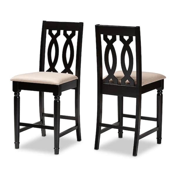 Baxton Studio Darcie 43 in. Sand and Espresso Counter Stool (Set of 2)