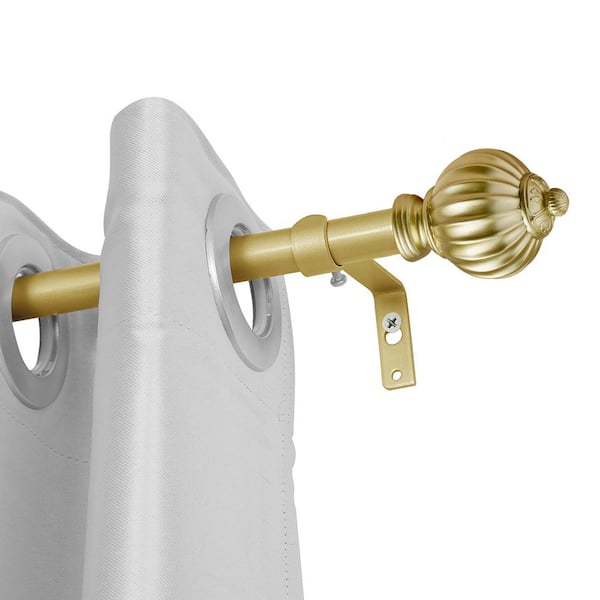 86 in. - 120 in. Adjustable Decorative Single Curtain Rod-3/4 in. Dia Rod in Gold with Finial