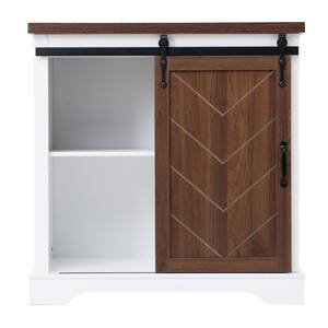 31.5 in. W x 15.7 in. D x 31.9 in. H Brown white Bathroom Linen Cabinet with Adjustable Shelves