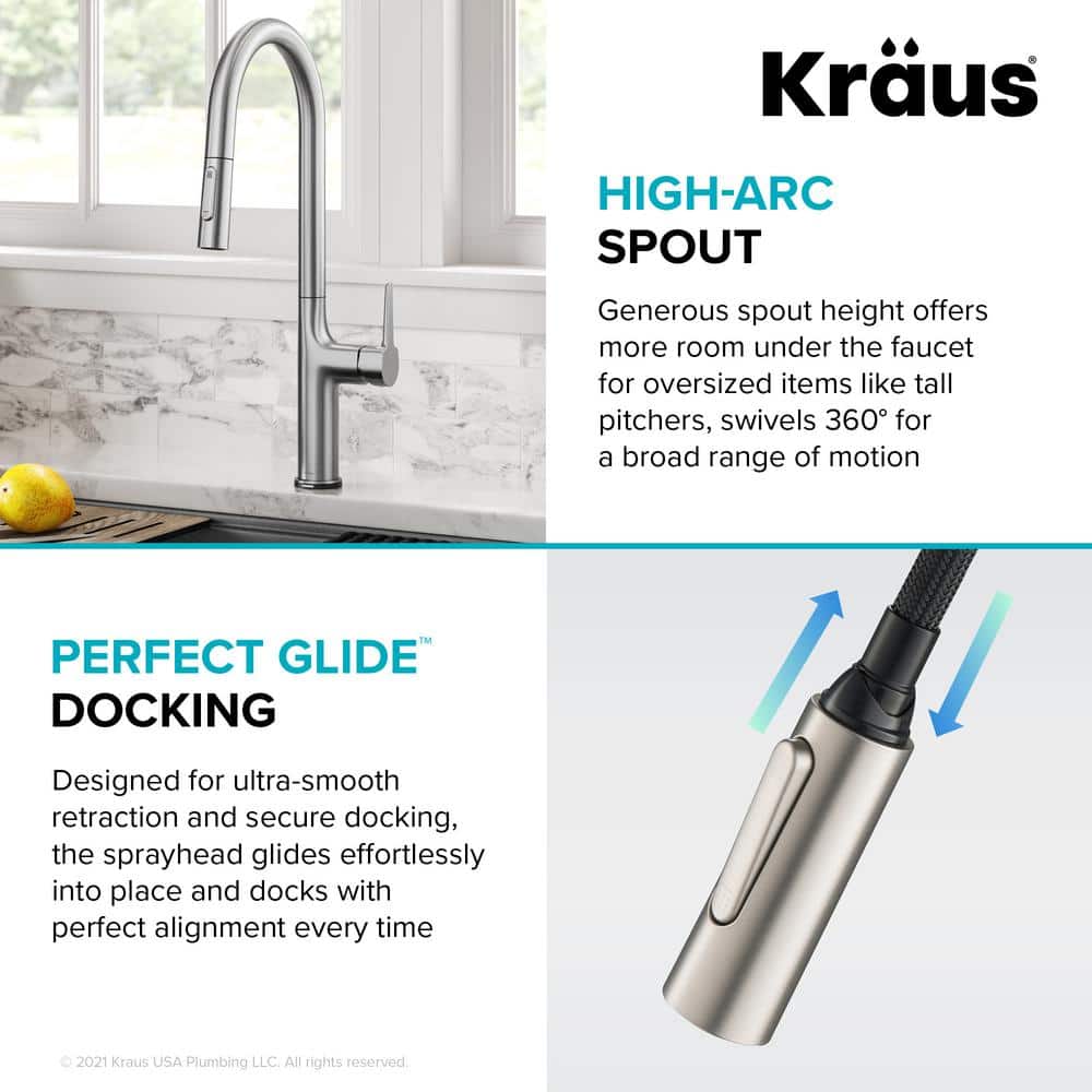 Elegant Oletto 19.88" Stainless Steel Touch-Control Kitchen Faucet