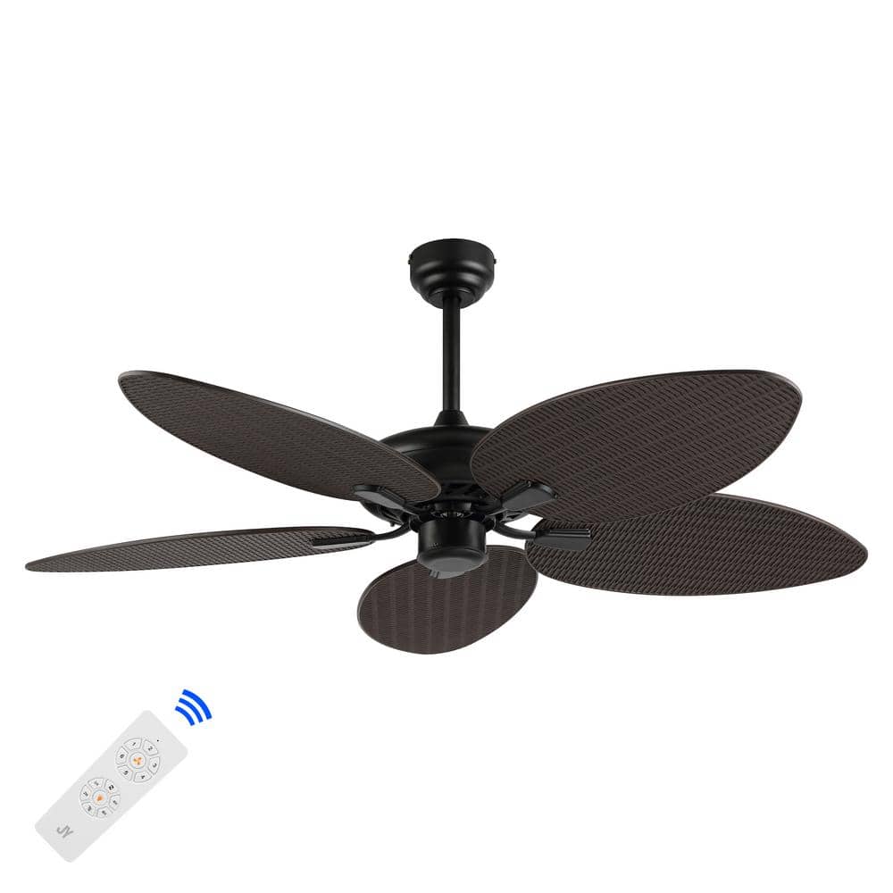 Raffles 52" Dark Brown Palm Blade Ceiling Fan with Remote