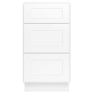 18 in. W x 24 in. D x 34.5 in. H in Shaker White Plywood Ready to Assemble Floor Base Kitchen Cabinet with 3 Drawers