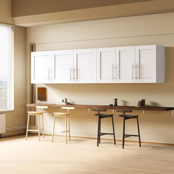 16 in. W x 35 in. D x 20 in. H White Linen Cabinet, Stackable Wall Mounted Storage Cabinet, Bathroom Medicine Cabinet