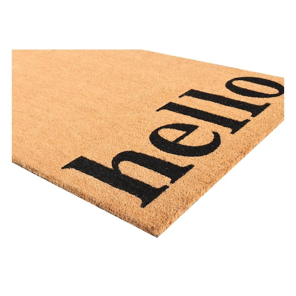 Vertical Hello Natural/Black 24 in. x 36 in. Door Mat