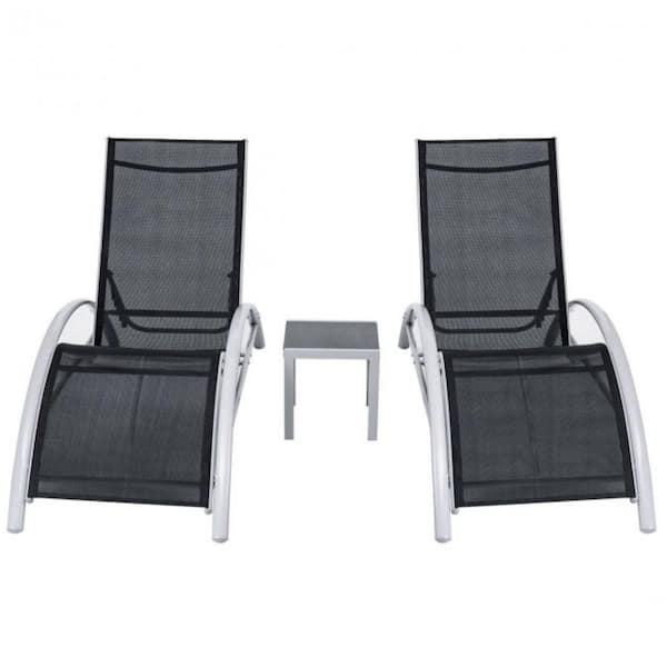 Alpulon 3-Piece Outdoor Metal Patio Adjustable Chaise Lounger Set