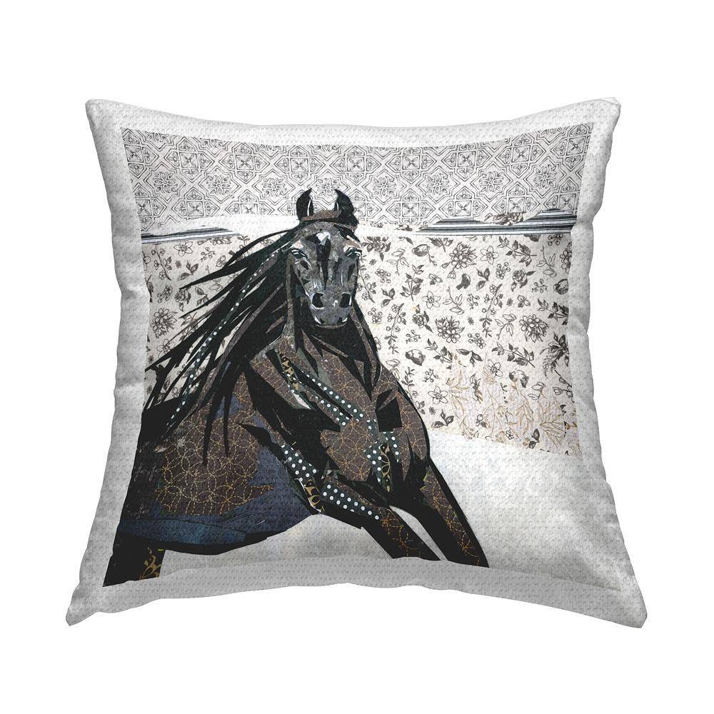 Black Stallion Floral Patterned Grey Square Outdoor Throw Pillow price history on PriceWatchPro