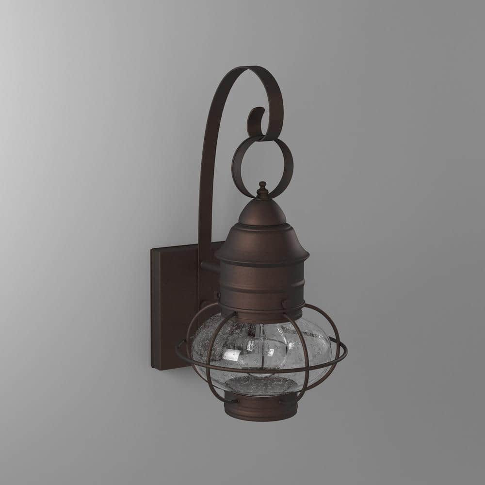 Rustique Bronze Outdoor Lantern Wall Sconce, 14.25in H