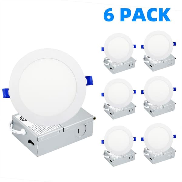 WYZM 5/6 in. Adjustable CCT Canless Dimmable Indoor/Outdoor Integrated LED Recessed Downlight Kit(6-Pack)