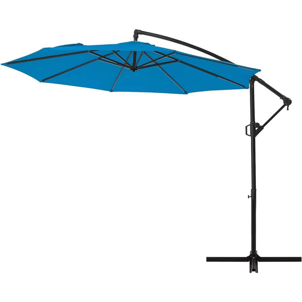 10 ft. Metal Cantilever Tilt Patio Umbrella in Royal Blue