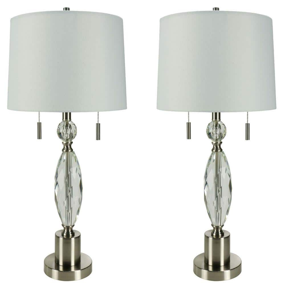 Fangio Lighting Pair of 27 .25 in. Brushed Steel Indoor Table Lamps ...