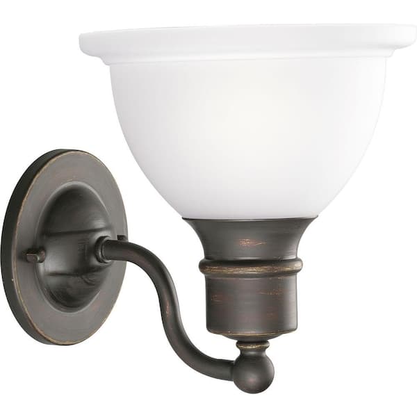 Progress Lighting Madison Collection 1-Light Antique Bronze Etched Glass Traditional Bath Vanity Light