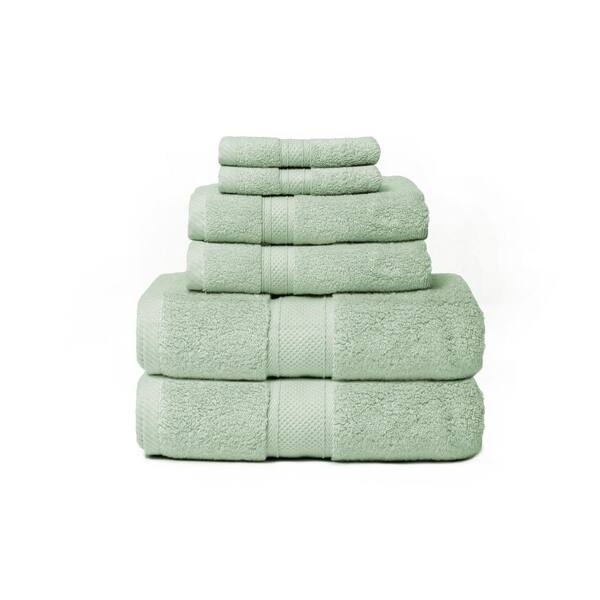 Espalma Hotel 6-Piece Pastel Green Solid Cotton Bath Towel Set