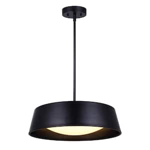 Jamison 150-Watt Integrated LED Matte Black Chandelier with Acrylic Shade