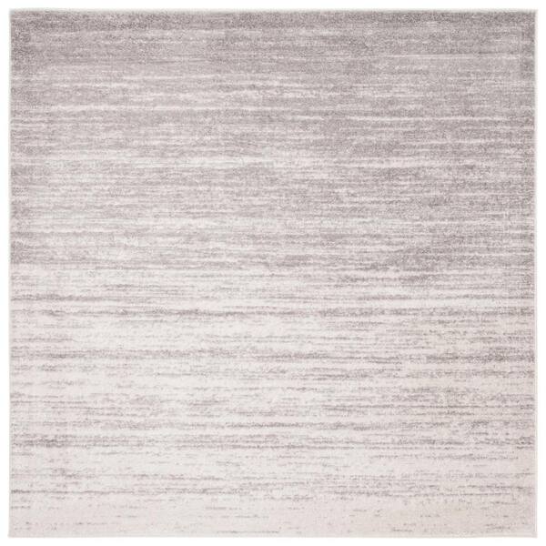 SAFAVIEH Adirondack 12 ft. x 12 ft. Ivory/Silver Solid Color Striped Square Area Rug