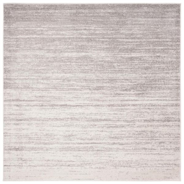 SAFAVIEH Adirondack Ivory/Silver Solid Color 8 ft. x 8 ft. Striped Square Area Rug