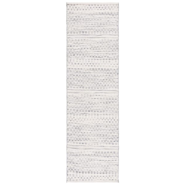 SAFAVIEH Kilim 2 ft. x 8 ft. Ivory/Dark Gray Chevron Striped Runner Rug