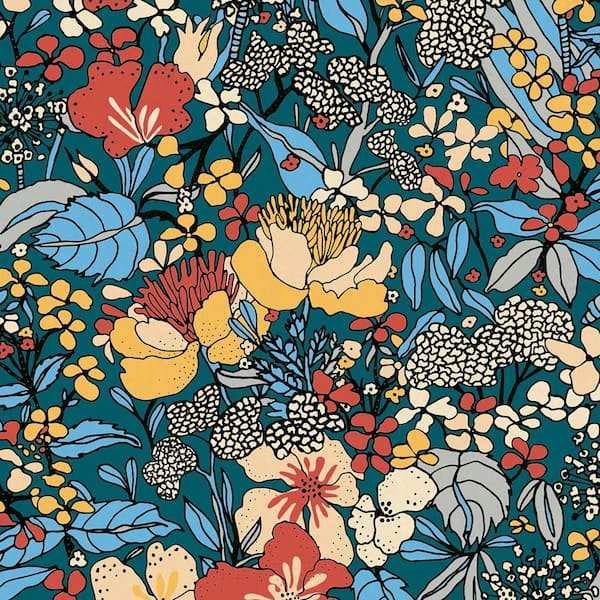 AS CREATION Zetta Floral Riot Blue Non Pasted Non Woven Wallpaper