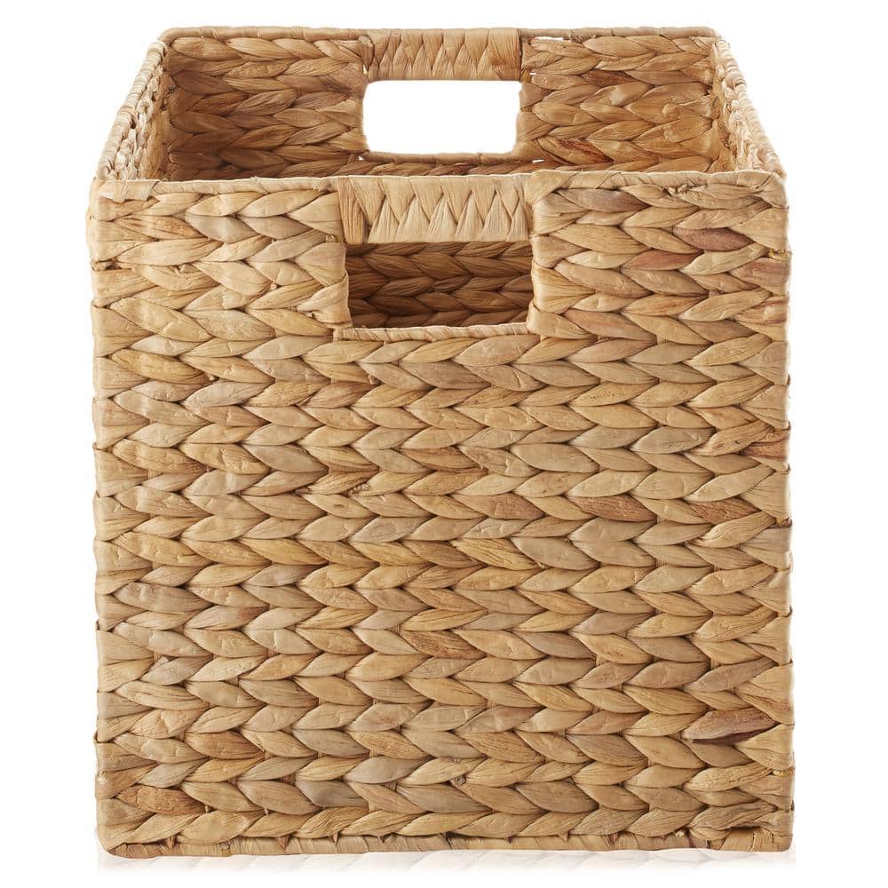 Natural Handwoven Water Hyacinth Square Storage Baskets, Set of 6