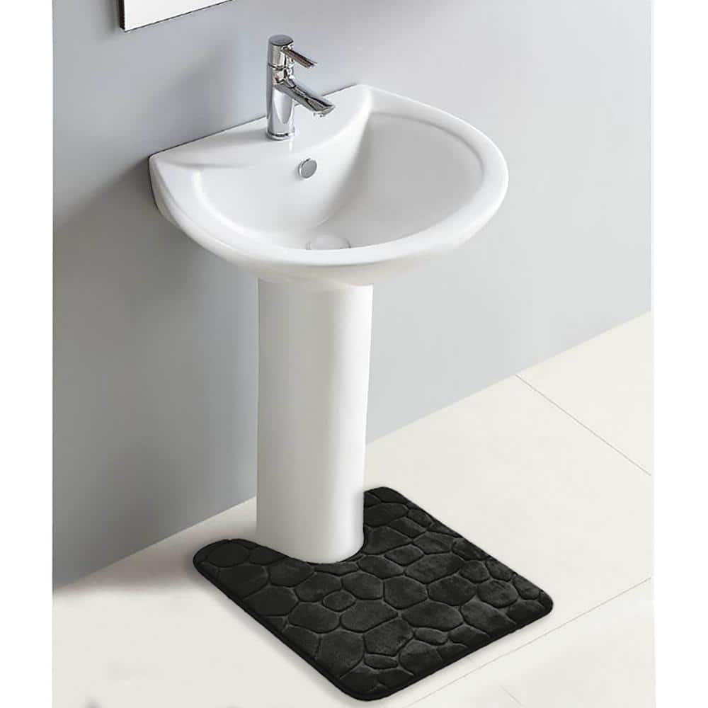 Black Memory Foam 3D Pebble Contour Bath Rug 20" x 20"