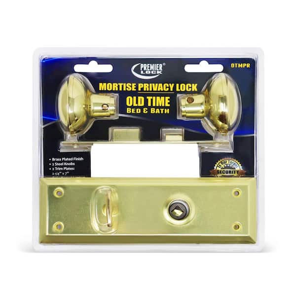 Left/Right Reversible Old Time Mortise Replacement Lockset-Privacy Function-US3 Brass Finish