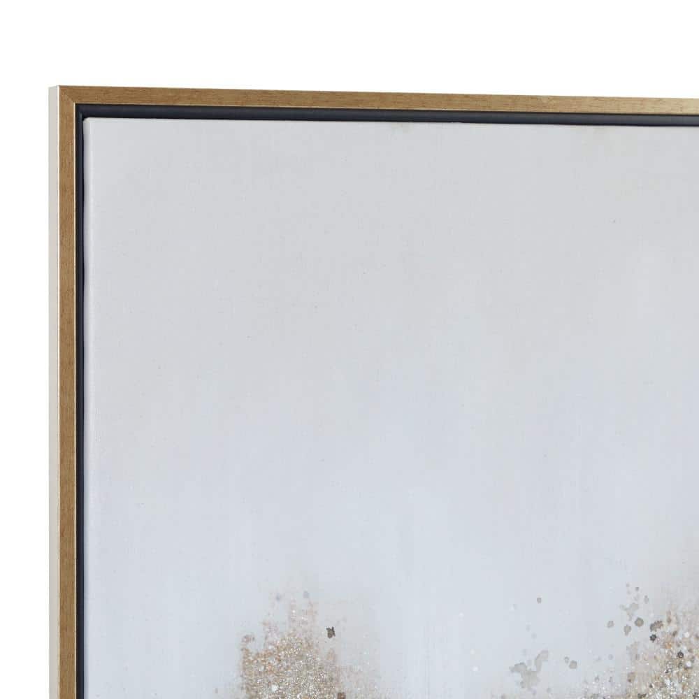 Gold Glitter Abstract Geode Canvas Wall Art with Frame
