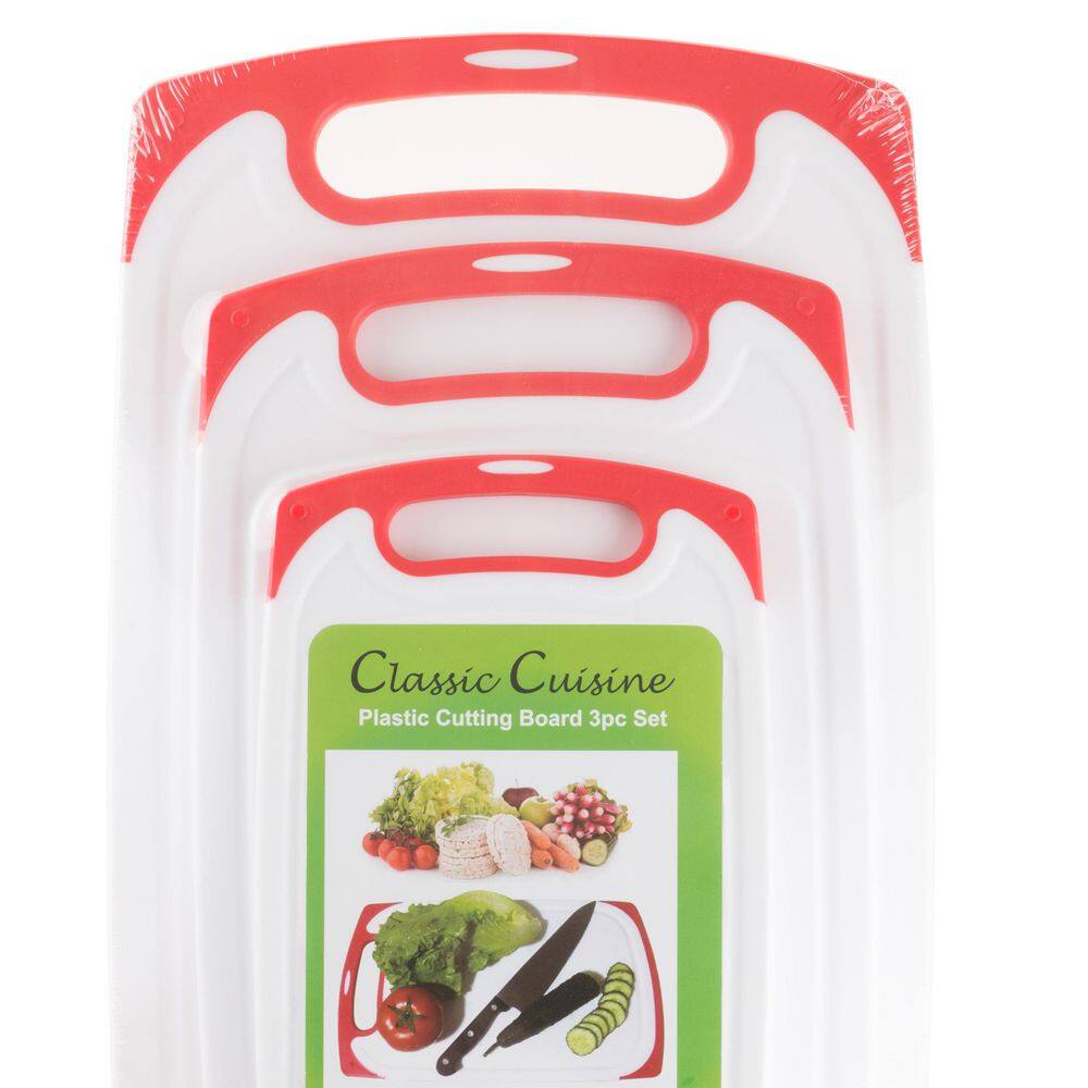 3-Peace Plastic Cutting Boards, Red - thumbnail 2