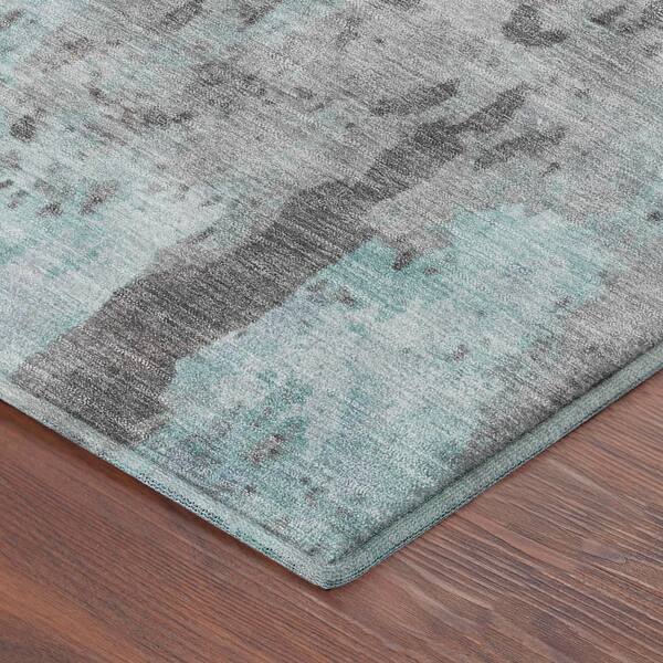 Mayfield Premium Machine Washable Abstract AMF2284 Teal 2 ft. x 3 ft. Accent Rug