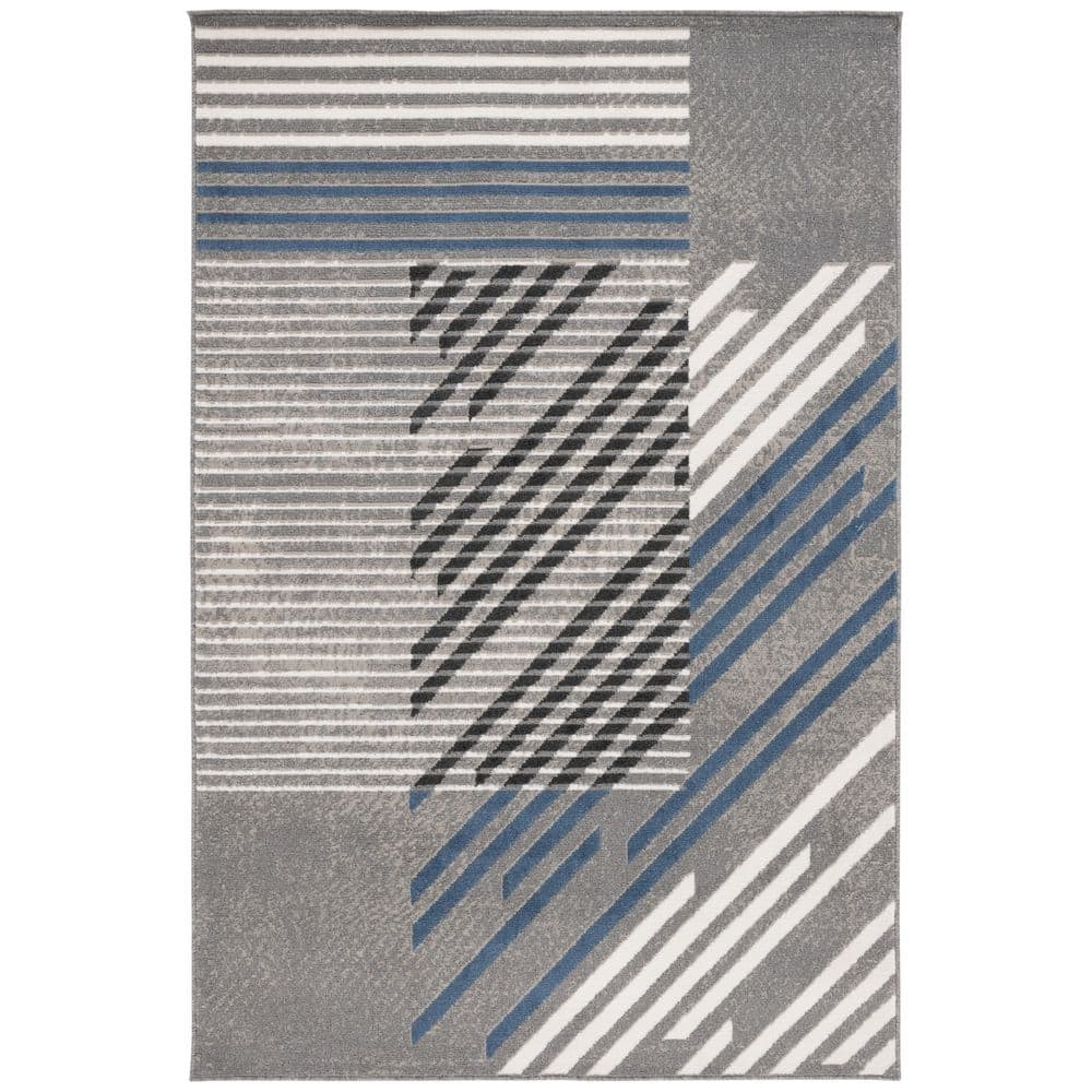 Pyramid 4 ft. x 6 ft. Gray/Blue Ivory Abstract Geometric Striped Area Rug price history on PriceWatchPro