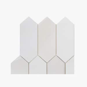 Take Home Tile Sample - Suburbs White 4.5 in. x 4.5 in. Picket Polished Marble Mosaic