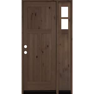46 in. x 96 in. Alder 3 Panel Right-Hand/Inswing Clear Glass Provincial Stain Wood Prehung Front Door w/Right Sidelite