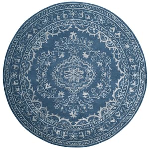 Glamour Blue 6 ft. x 6 ft. Round Border Area Rug