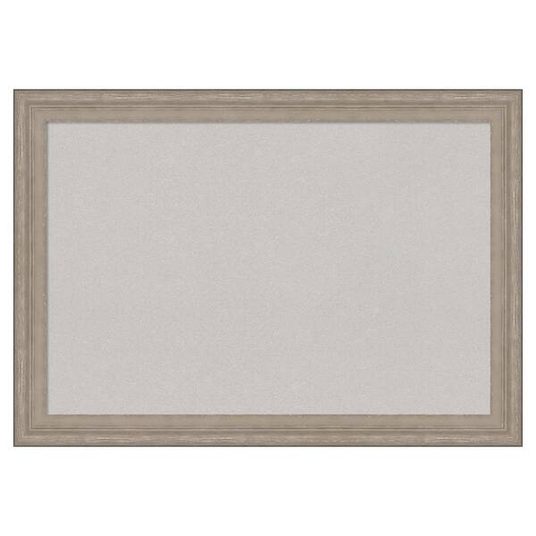 Amanti Art Curve Grey Wash Wood Framed Grey Corkboard 27 in. x 19 in ...