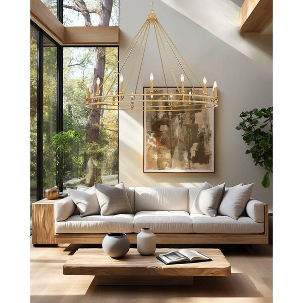 Unbranded - Dennison 16 light Signature Brass Chandelier for Indoor Use with No Bulbs Included