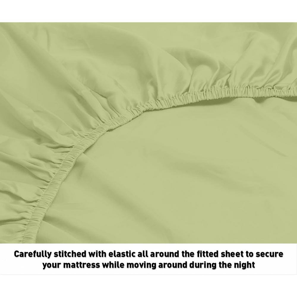 Sage Green Queen Size Deep Pocket Microfiber Stripe Sheet Set