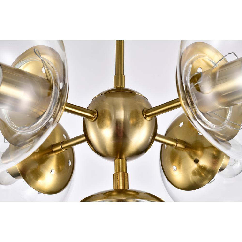 Modern Polished Gold 5-Light Globe Semi-Flush Mount Ceiling Light