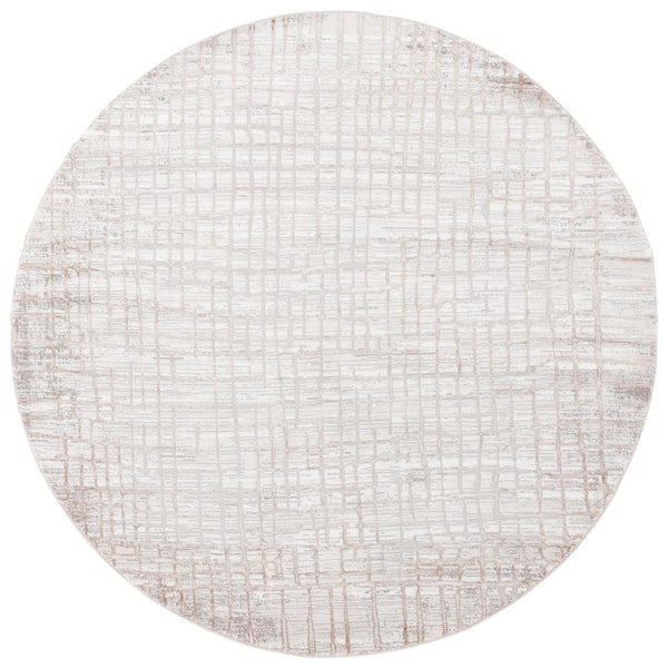 SAFAVIEH Parker 7 ft. x 7 ft. Taupe/Beige Gold Abstract Geometric Round Area Rug