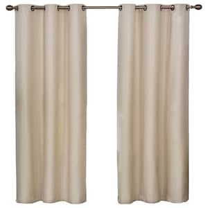 Madison Thermaback Light Khaki Polyester Floral 42 in. W x 84 in. L Thermal Noise Cancelling Grommet Blackout Curtain