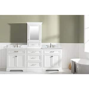 Milano 84 in. W x 22 in. D Bath Vanity in White with Quartz Vanity Top in White with White Basin