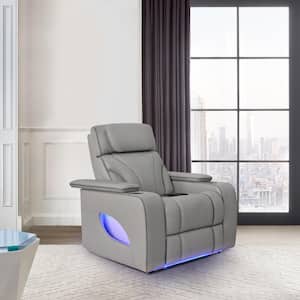 Octavia Silver and Gray Leather Zero Gravity Power Recliner with Heat and Massage