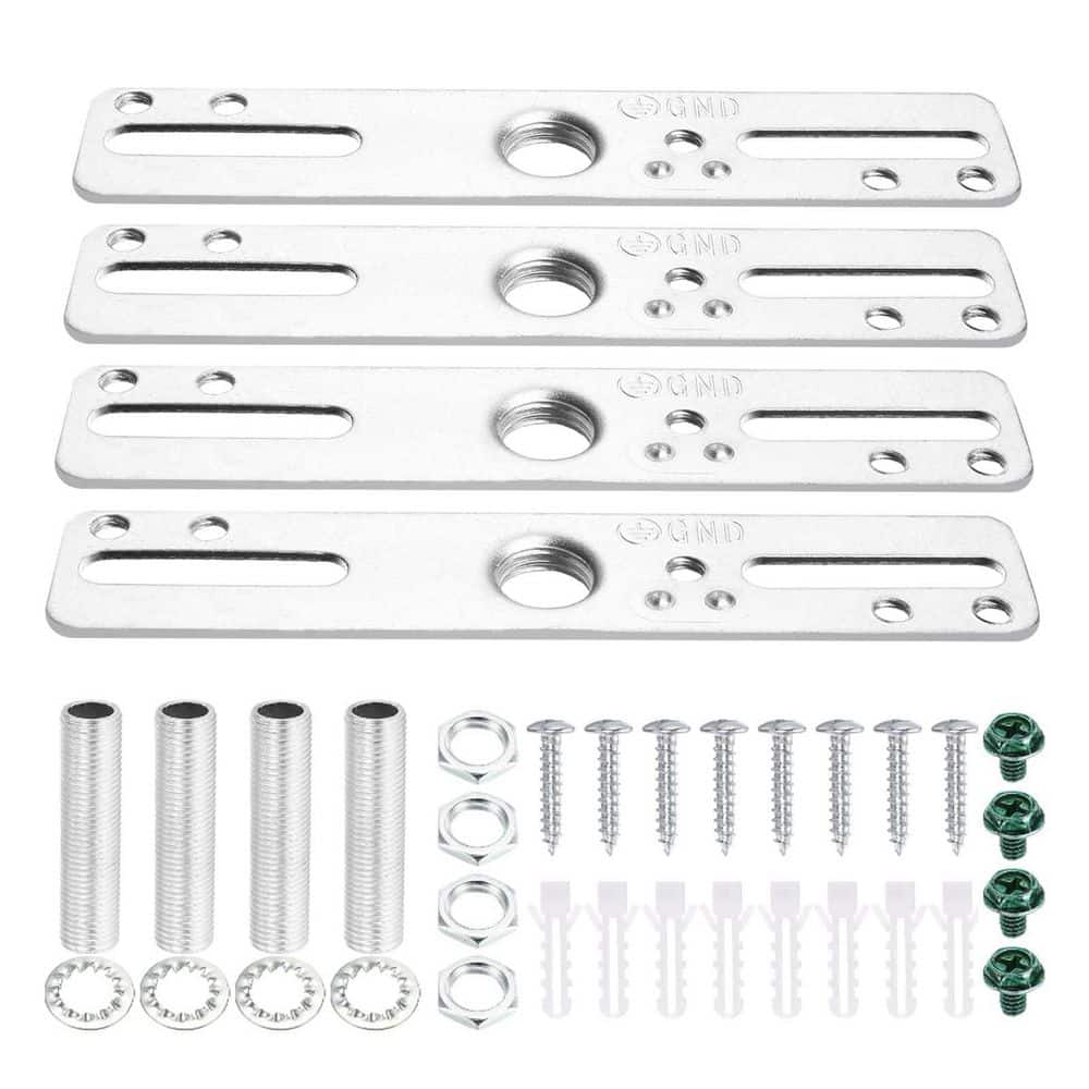 4 inch Universal Ceiling Light Fixture Mounting Bracket Kit Silver Finish Crossbar Hardware Set 4-Pack price history on PriceWatchPro