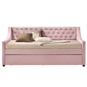 Lianna 54 in. x 75 in. Pink Trundle Daybed