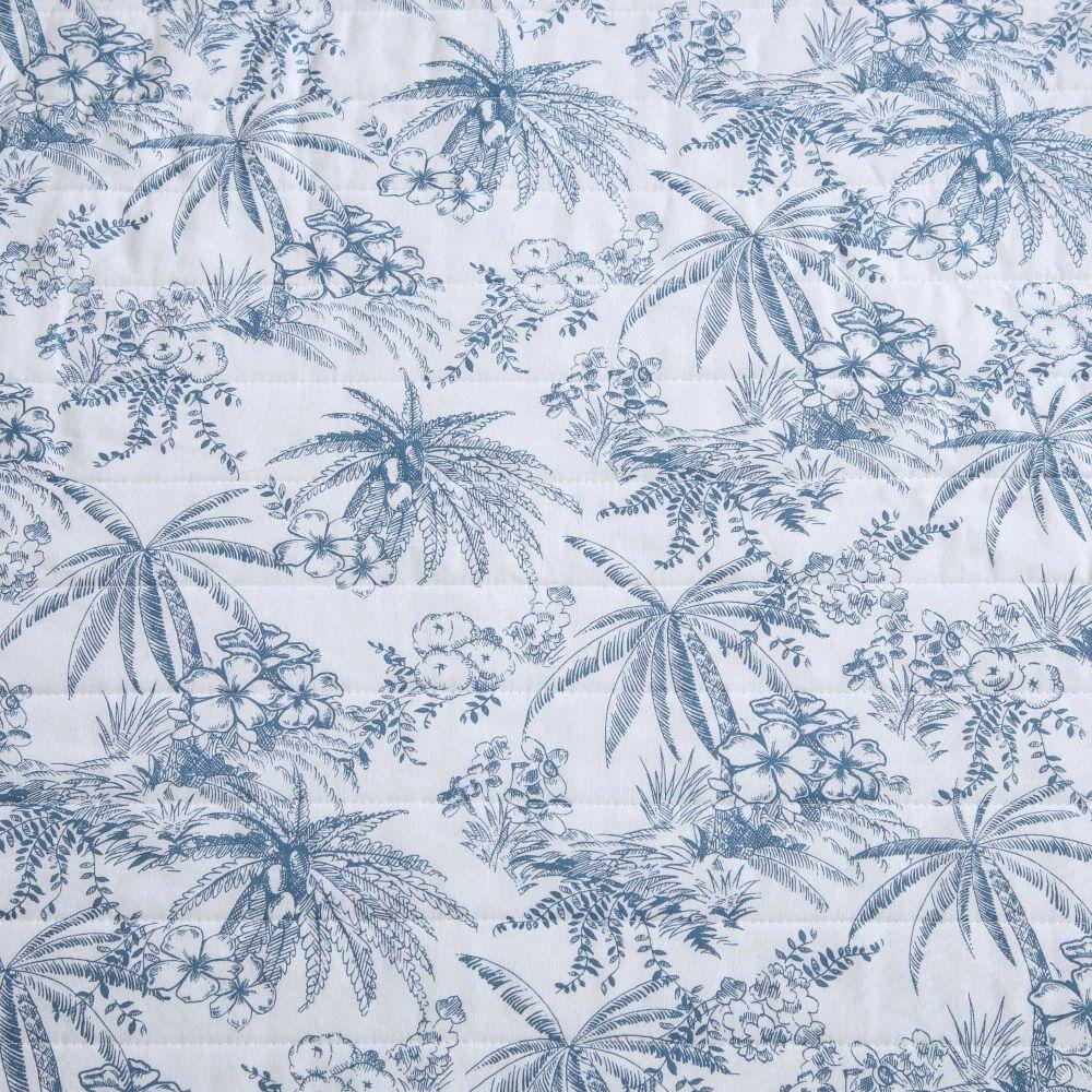 Blue Cotton Twin Reversible Quilt Set with Trim