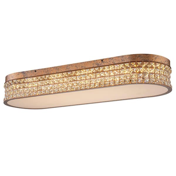 Allenglade 38.6 in. LED Antique Brass Crystal Flush Mount Light
