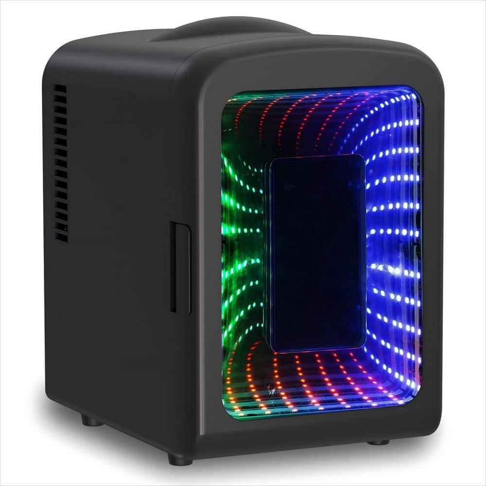 7 in. 0.15 cu. ft. 4L LED Mini Refrigerator w/ Portable Cooler for Bedroom, Office, Car, Skincare, Drinks, in Black price history on PriceWatchPro