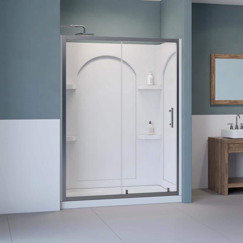 Ardis 60'' x 32'' Chrome Framed Sliding Shower Kit