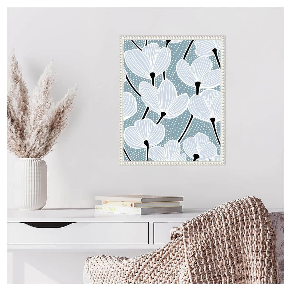 Modern Poppy I White and Blue Canvas Wall Art