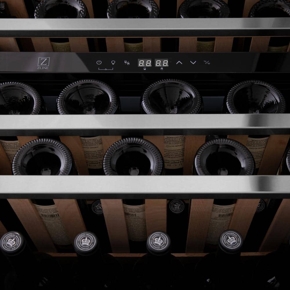24" Stainless Steel Dual Zone Wine Cooler with Champagne Bronze Handle
